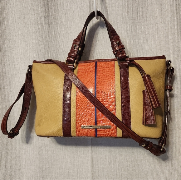 Brahmin Handbags - Brahmin Mini Asher Tote, LEATHER "Pimento Lady Vineyard Collection" EUC Tassels